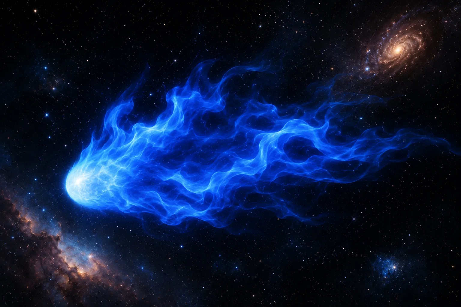 Llama azul flotante en el espacio
