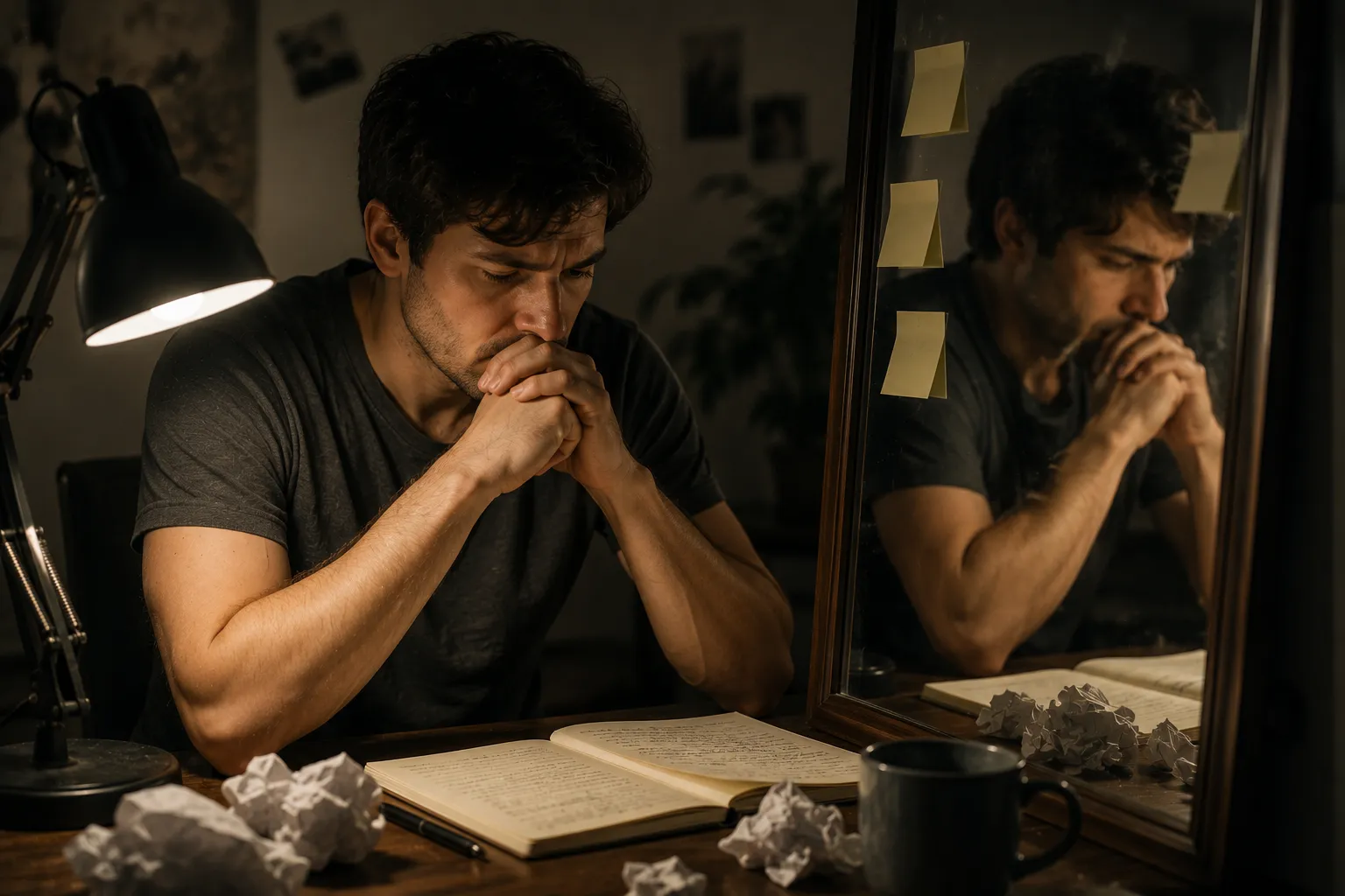 Persona reflexionando sobre errores cometidos