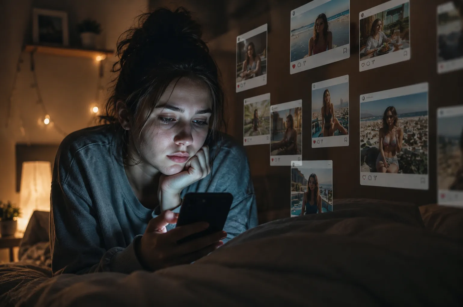 Personas comparándose en redes sociales