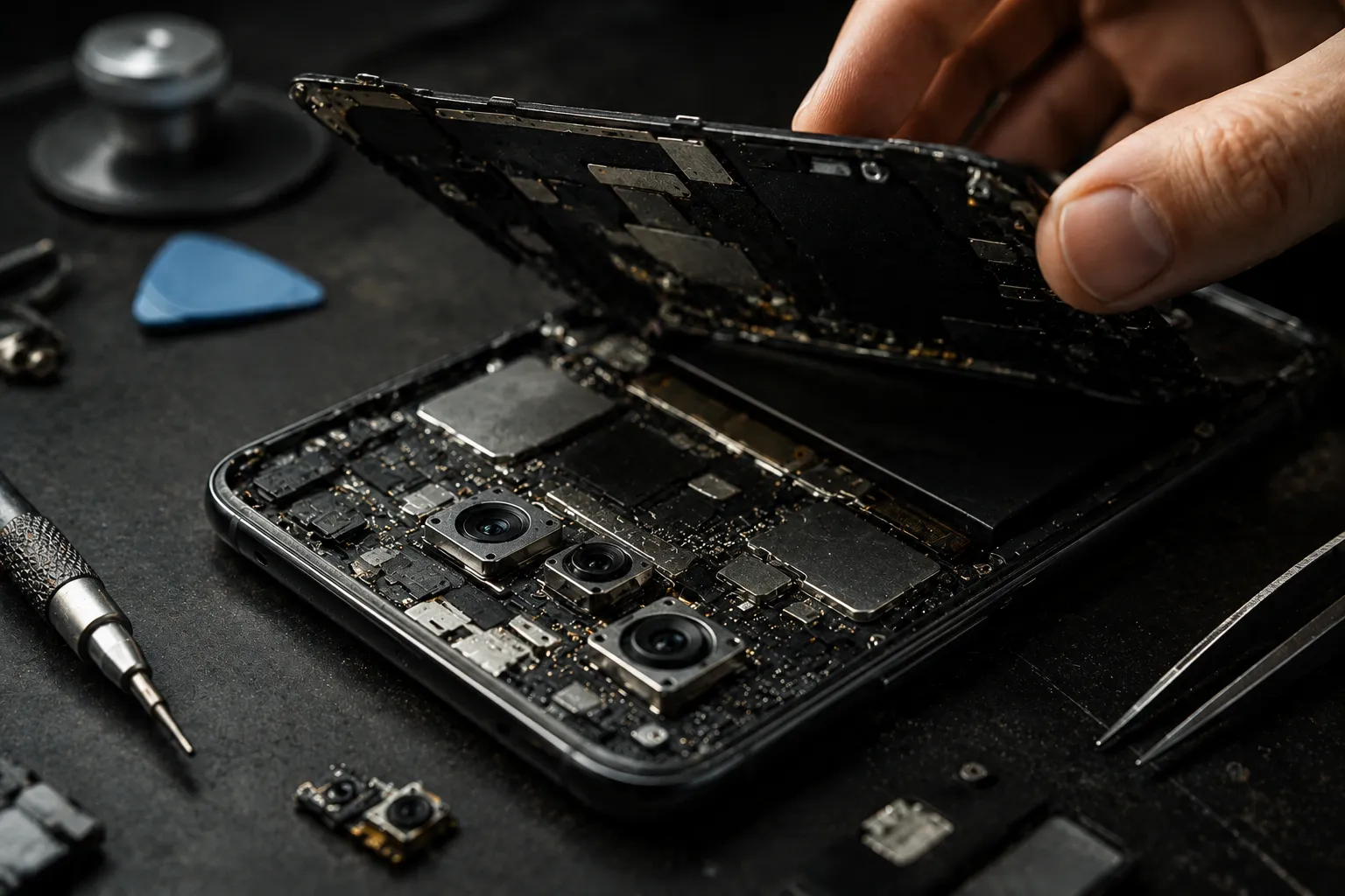 Componentes tecnológicos dentro de un smartphone