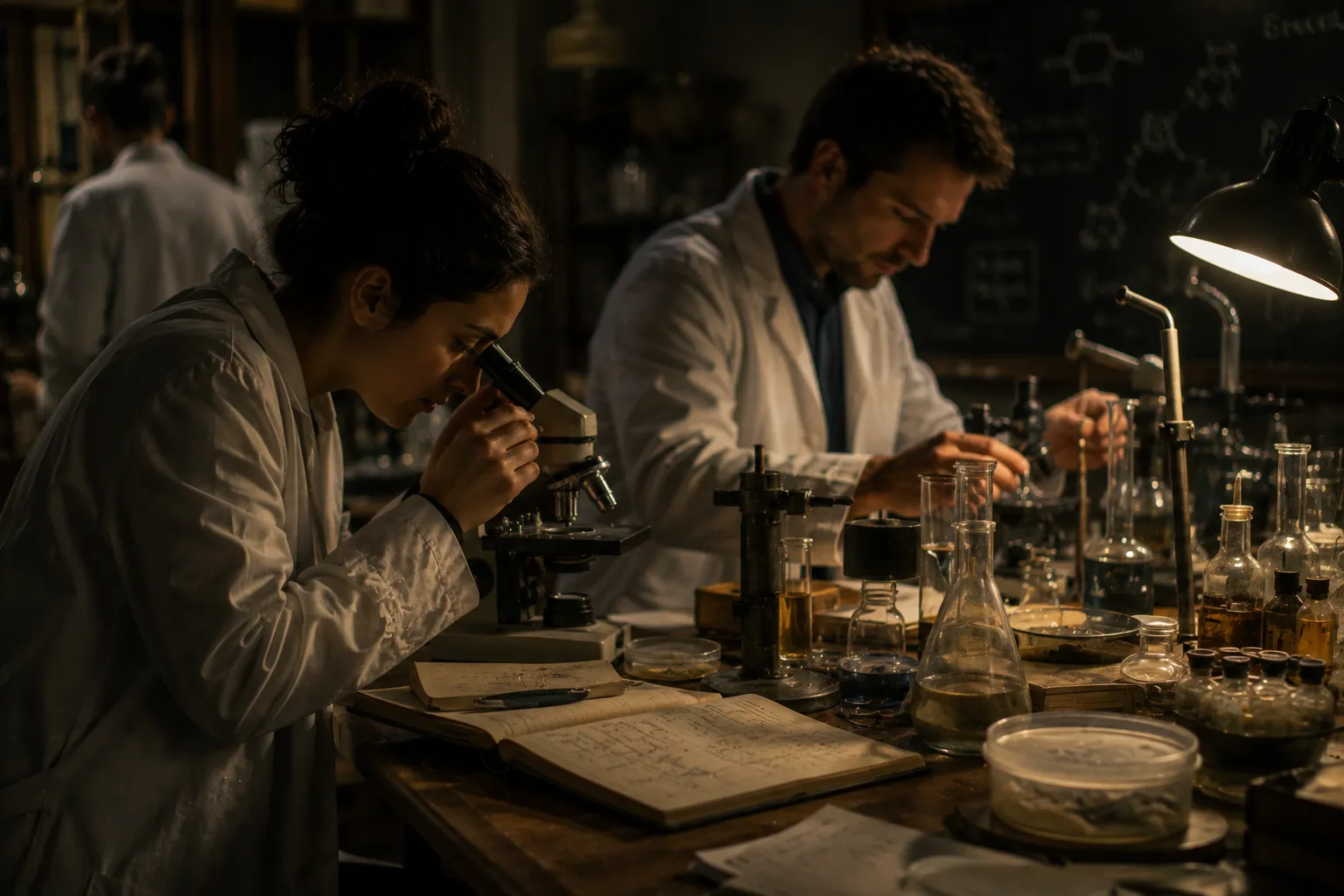 Investigadores inmersos en estudio científico