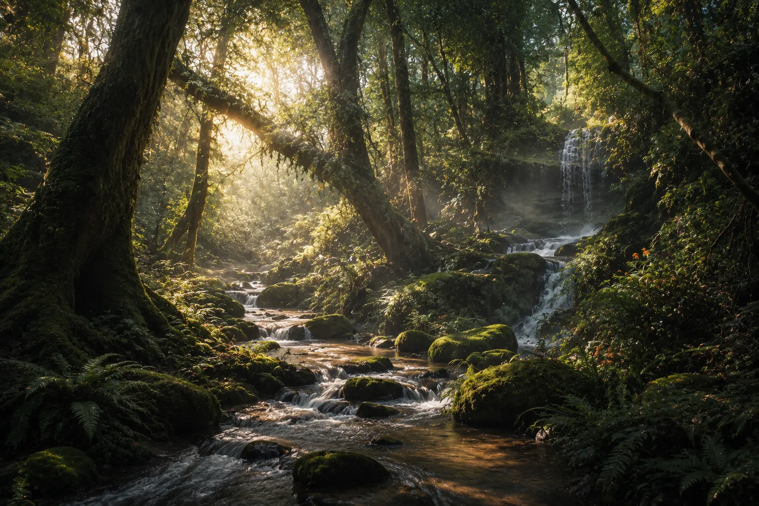 Bosque con sonido natural mágico