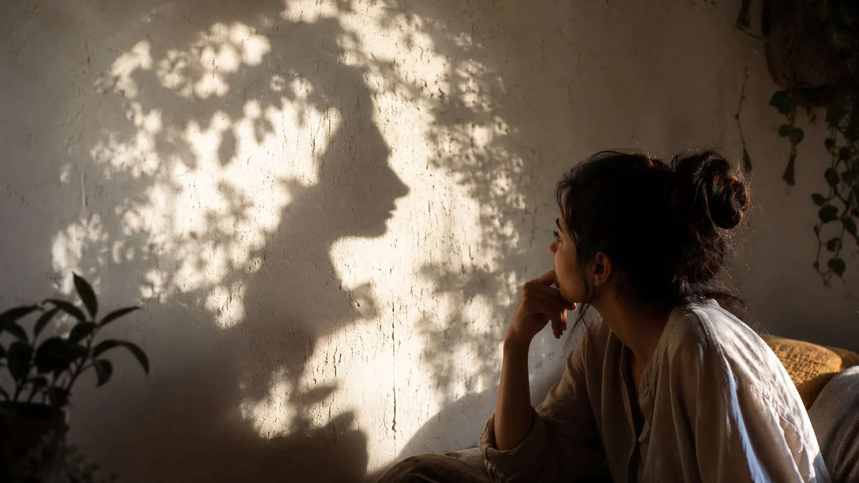 persona observando sombras en una pared mientras intenta encontrar formas conocidas