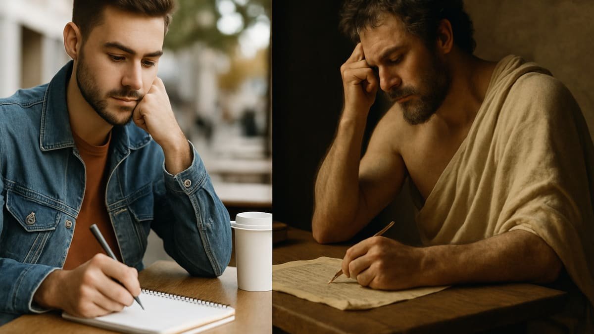 personas de distintas epocas mostrando habitos similares entre culturas antiguas y modernas