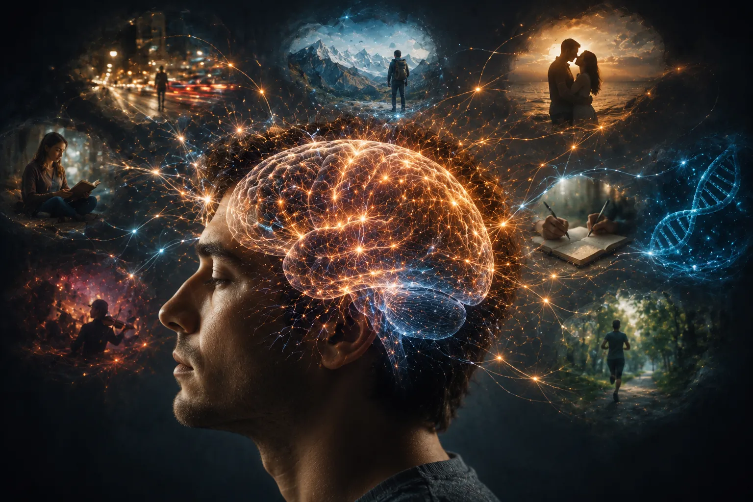 Ilustración del cerebro humano funcionando.