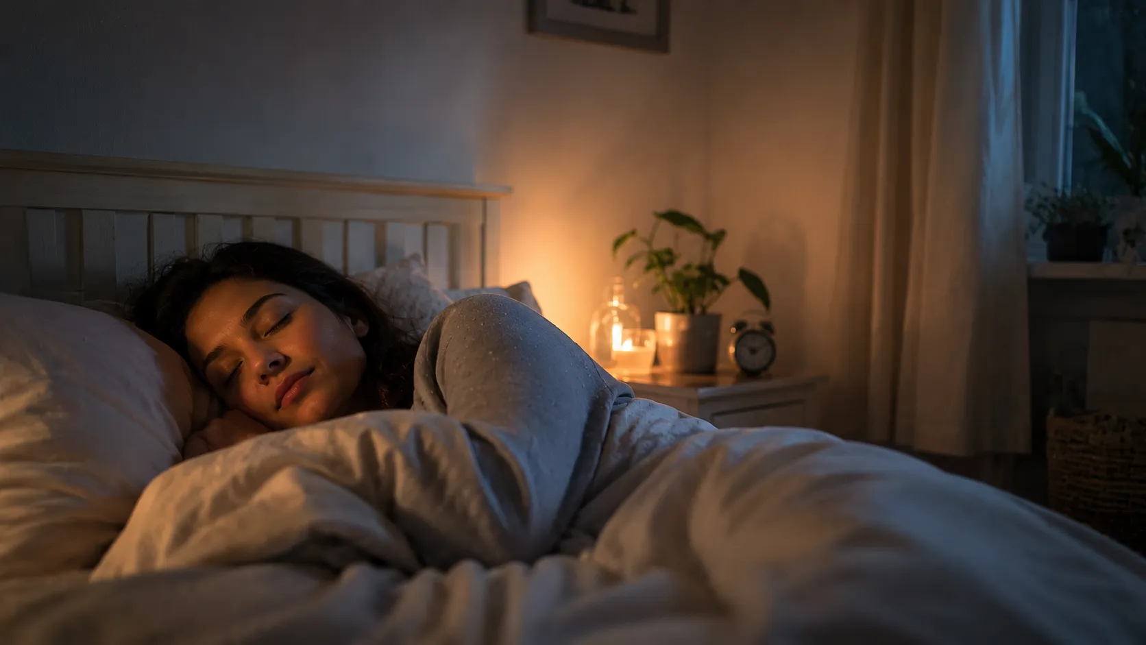 persona descansando en una habitación tranquila con luz suave de madrugada