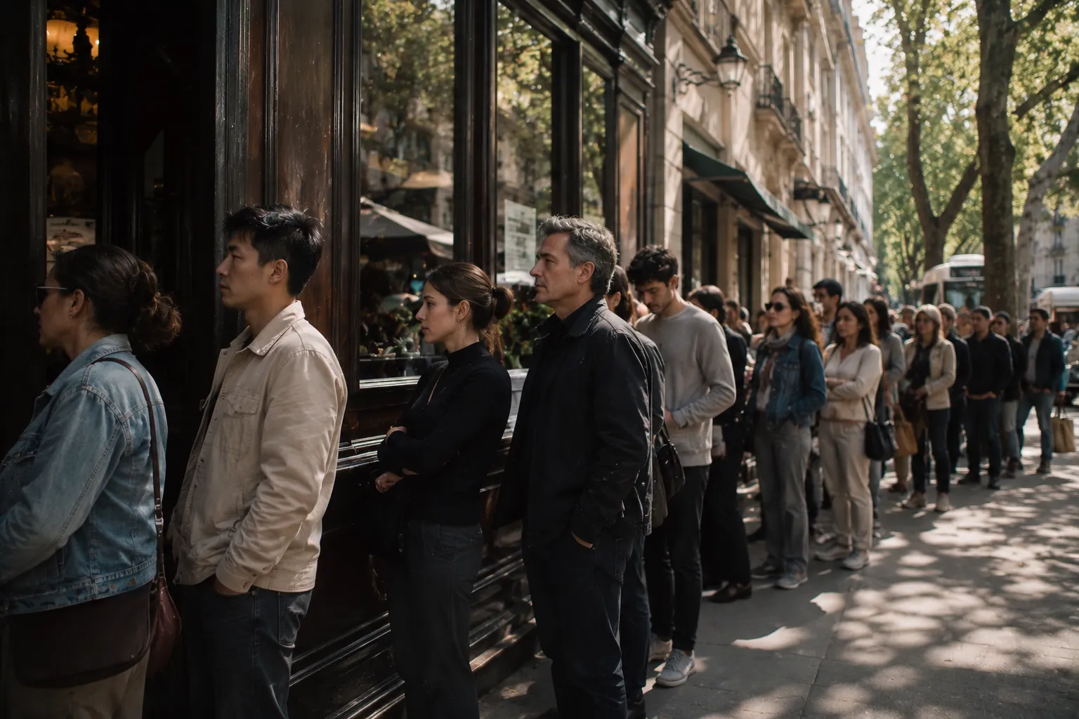 Personas haciendo fila pacientemente