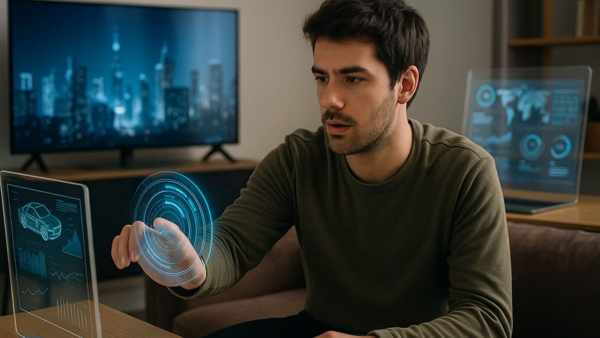 persona interactuando con tecnologias modernas que transforman la vida diaria