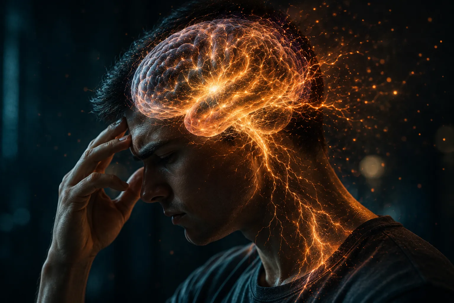 Cerebro humano reflejando actividad energética