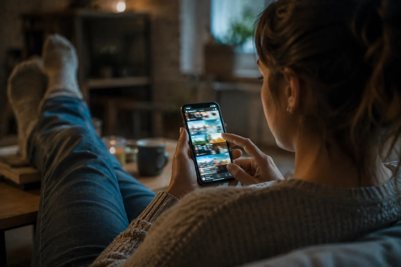 Una persona viendo contenido en un dispositivo móvil