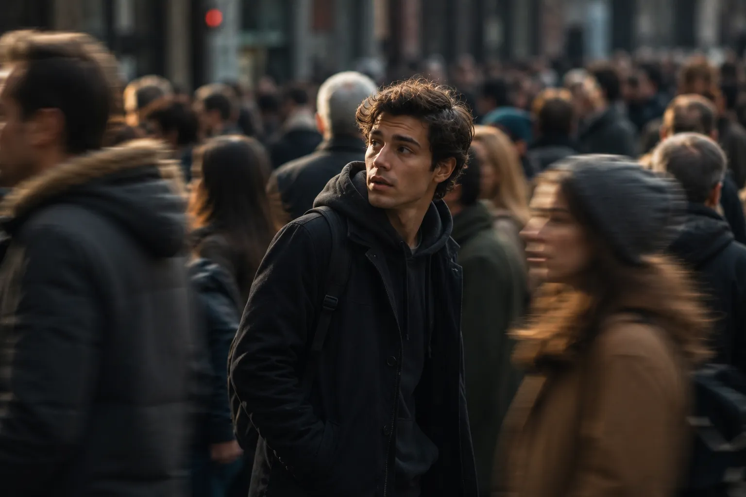 Persona escuchando su nombre en una multitud