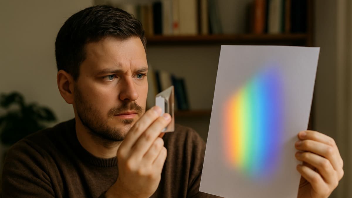 persona observando espectro de colores invisibles para el ojo humano