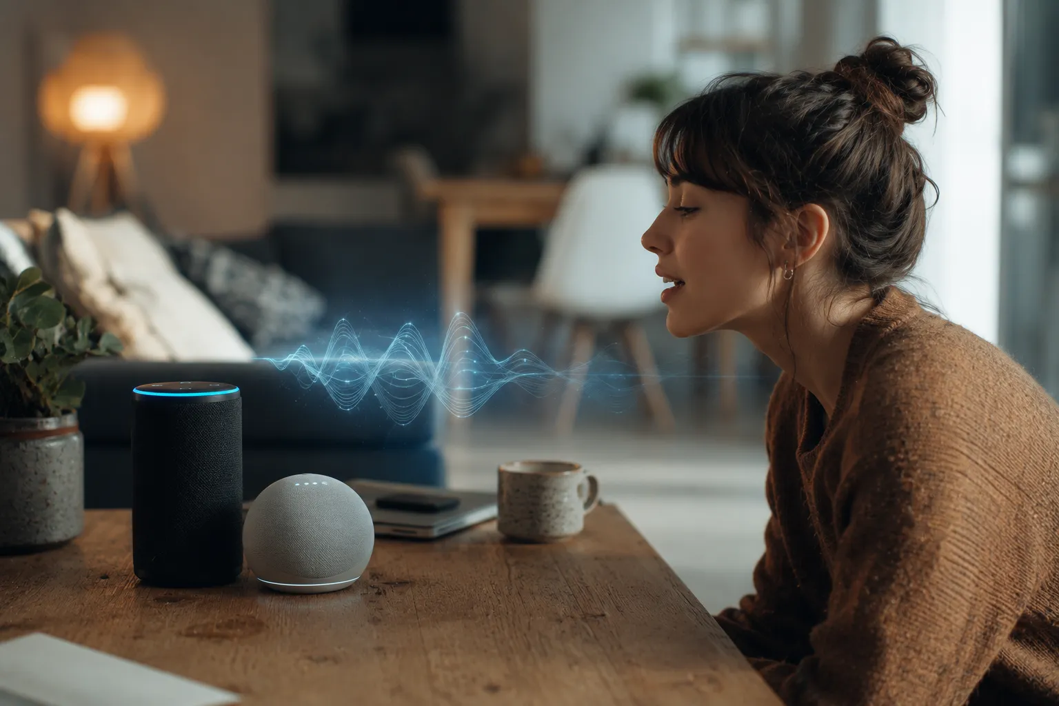 Asistentes virtuales como Siri y Alexa escuchando órdenes de voz