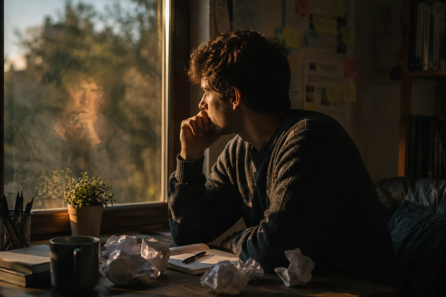Persona reflexionando sobre sus errores